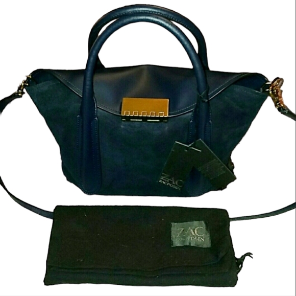 Zac Posen Handbags - Authentic Zac Posen Satchel Dark Navy Suede & Leather